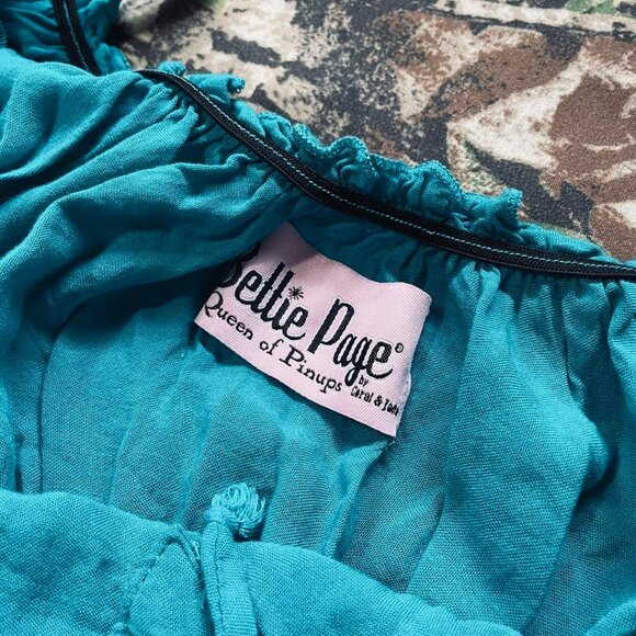 turquoise peasant milkmaid crop top - Picture 7 of 7